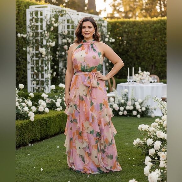 Alex Marie Dresses & Skirts - Alex Marie Floral Halter Maxi Dress - Size 18
